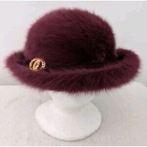 Kangol Furgora Brimmed Hat Mauve w/ Gold Buckle Eunice United Kingdom Soft